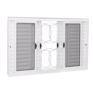 Janela Brasil Inove Veneziana 6 Folhas com Grade Branca