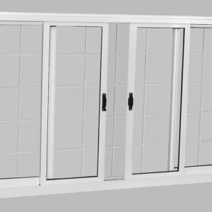 Janela Brasil Inove Vitro 4 Folhas com Grade Branca